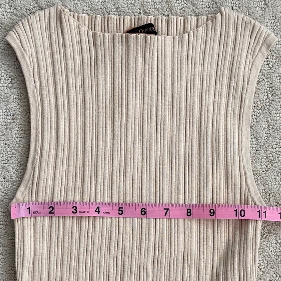 Quince Cotton Cashmere Ribbed Tank Heather Oatmeal M Wardrobe Staple Stretch NWT - Picture 15 of 15